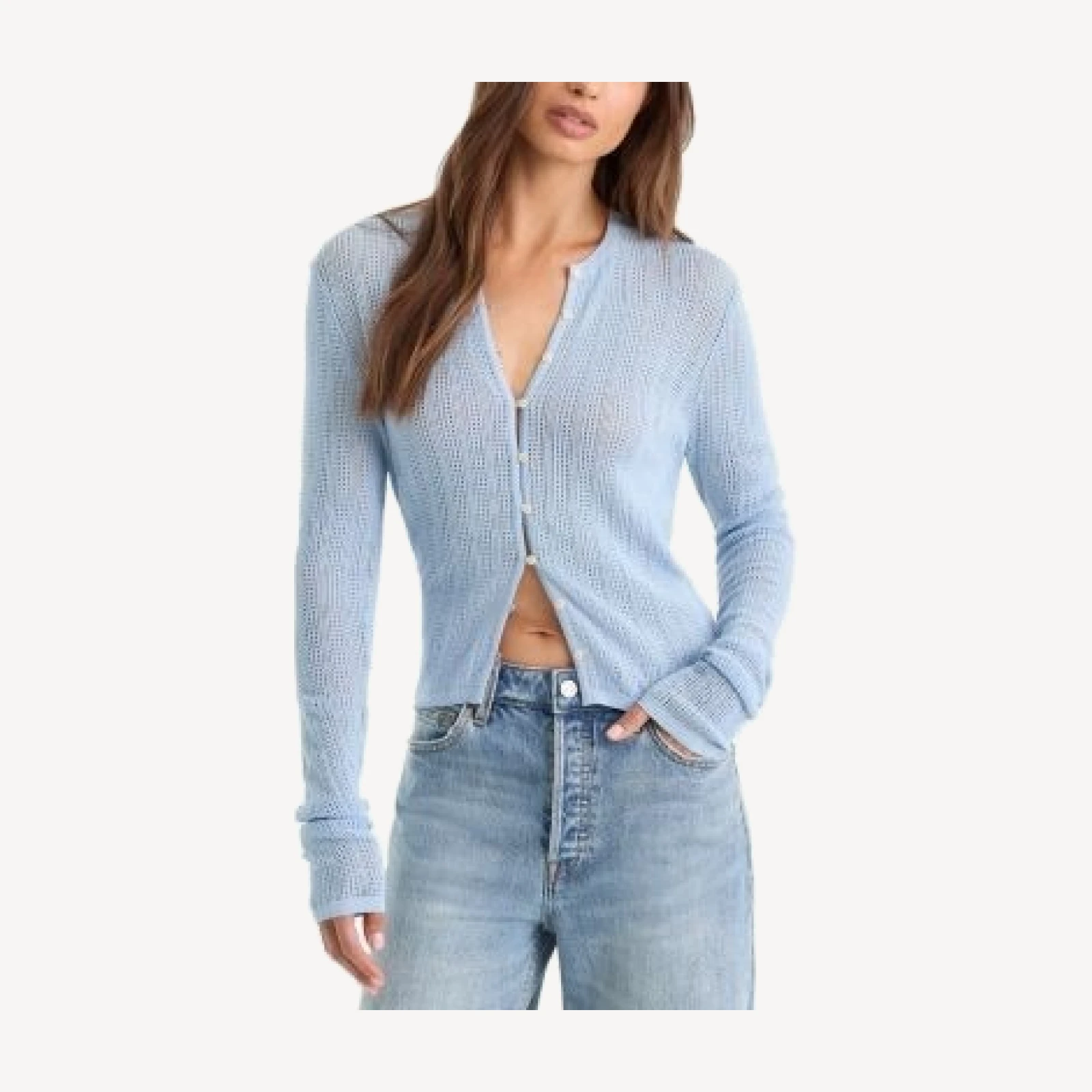Good American The Open Knit Cardigan Sweater