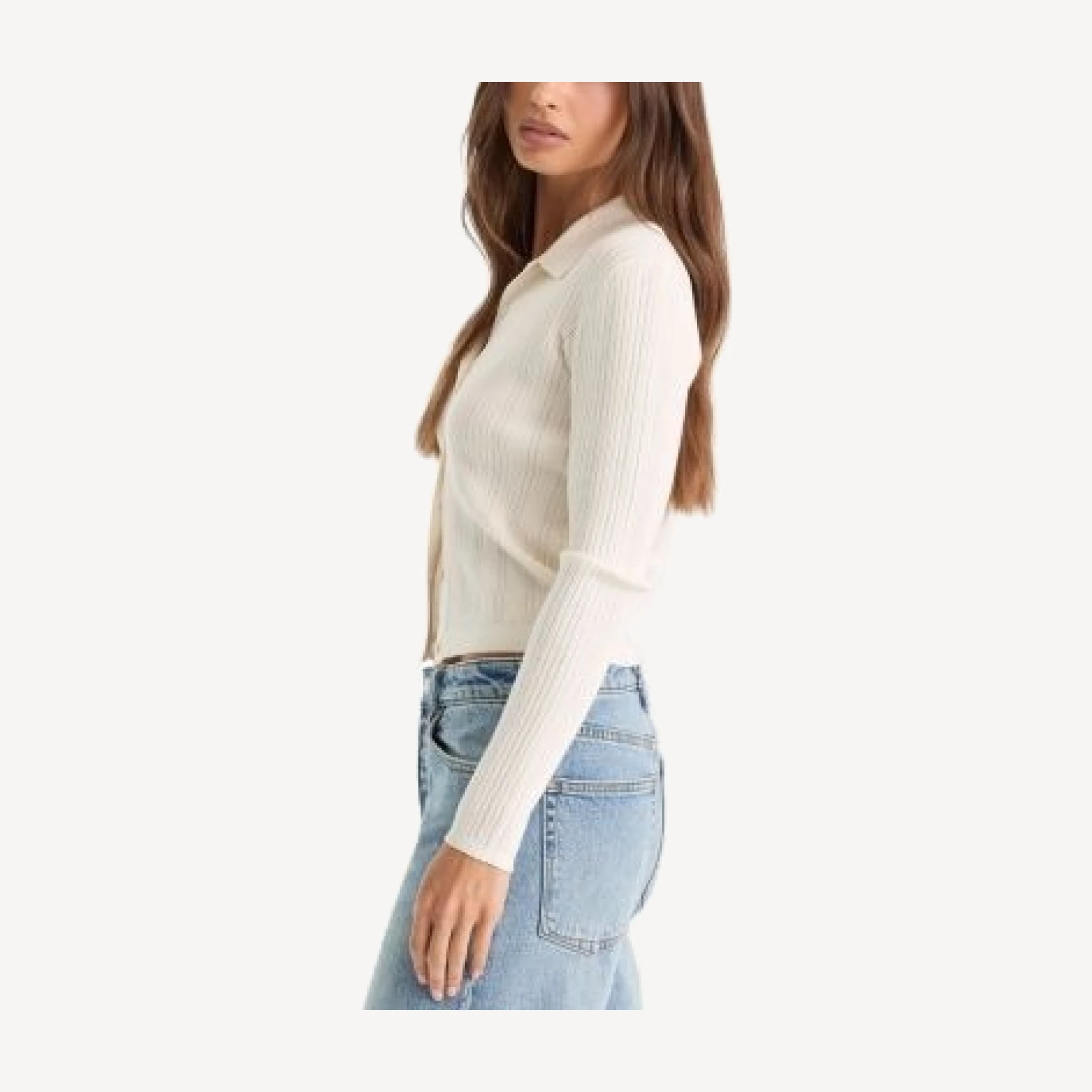 Good American The Ladder Rib Cardigan Sweater