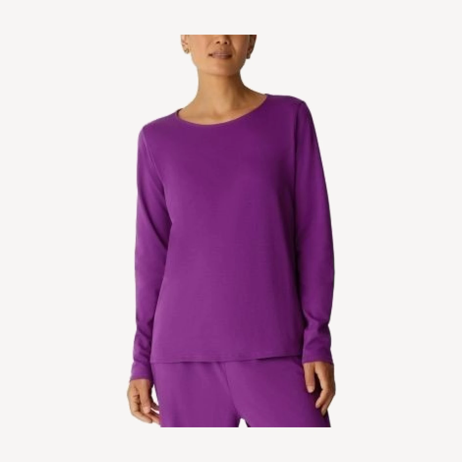 Eileen Fisher Cotton Round Neck Long Sleeve Top