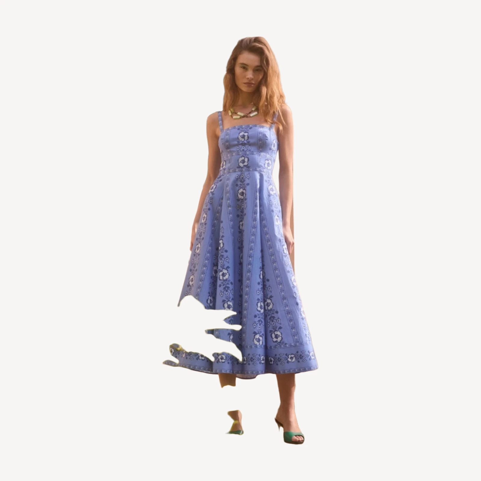 The Margot Dress - Blue Arcadia Border
