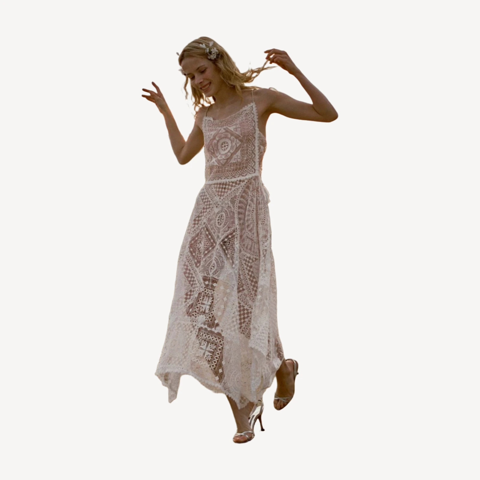 HANDKERCHIEF ANNIVERSARY DRESS -- SALT
