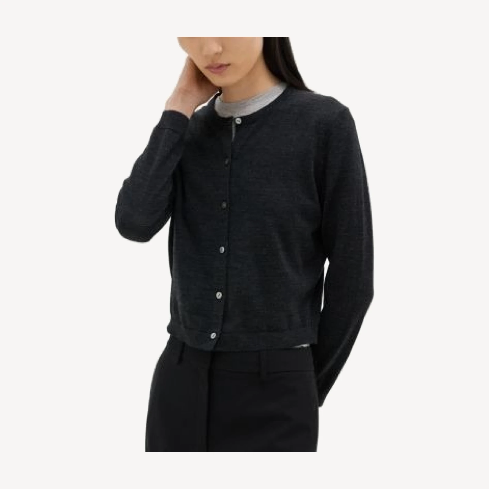 Theory Regal Wool Crewneck Cardigan Sweater
