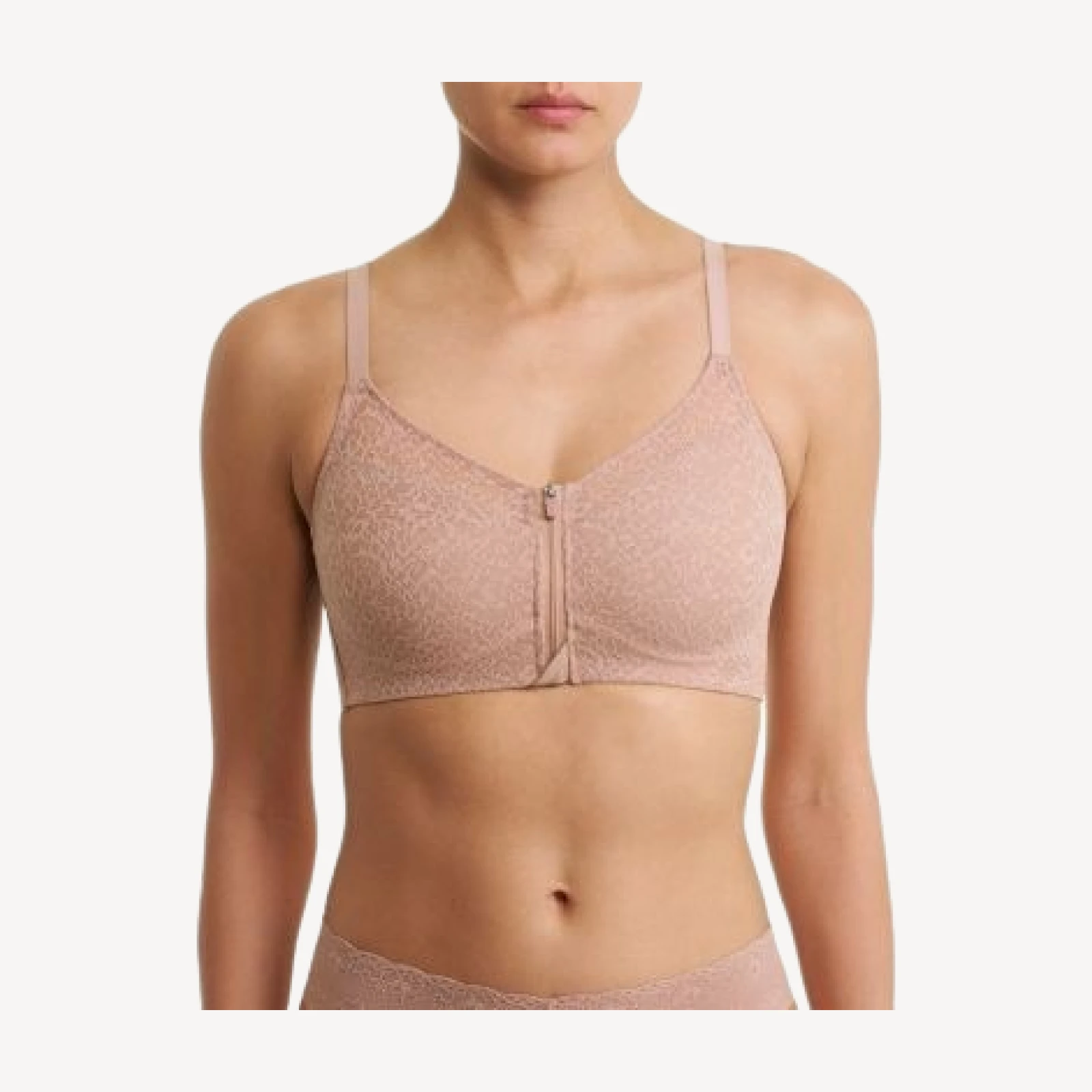 Natori Pretty Smooth Zip Front Pocketed Mastectomy Wireless Bra