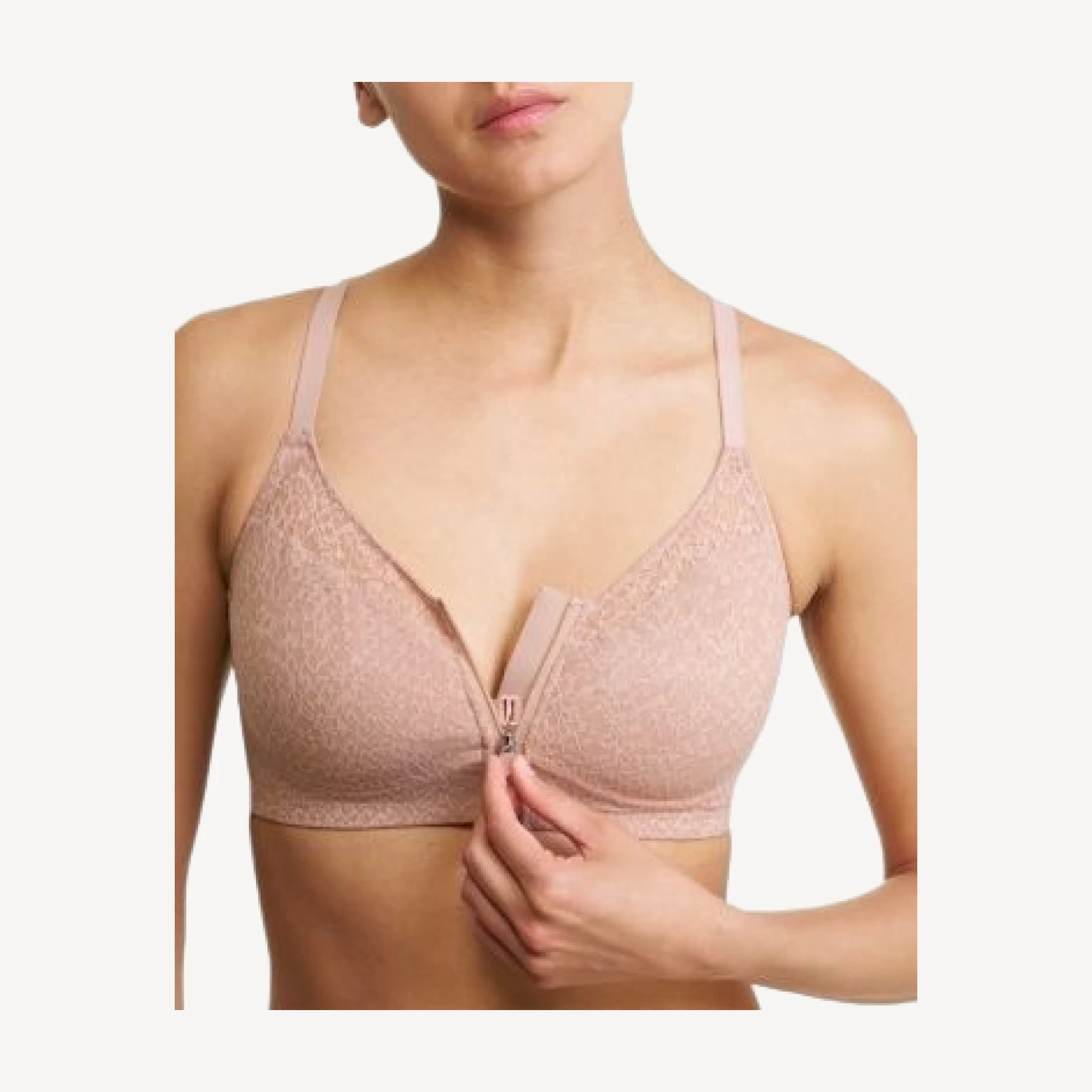 Natori Pretty Smooth Zip Front Pocketed Mastectomy Wireless Bra