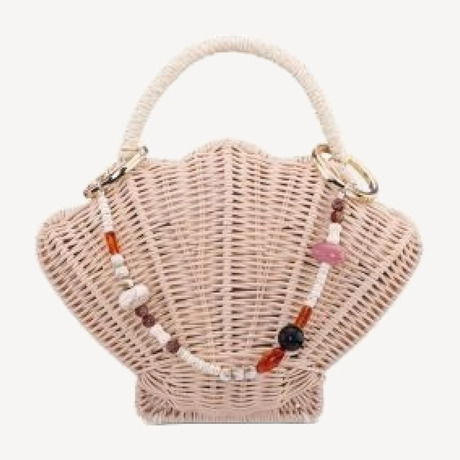 Aqua Small Shell Shaped Rattan Clutch - Exclusive