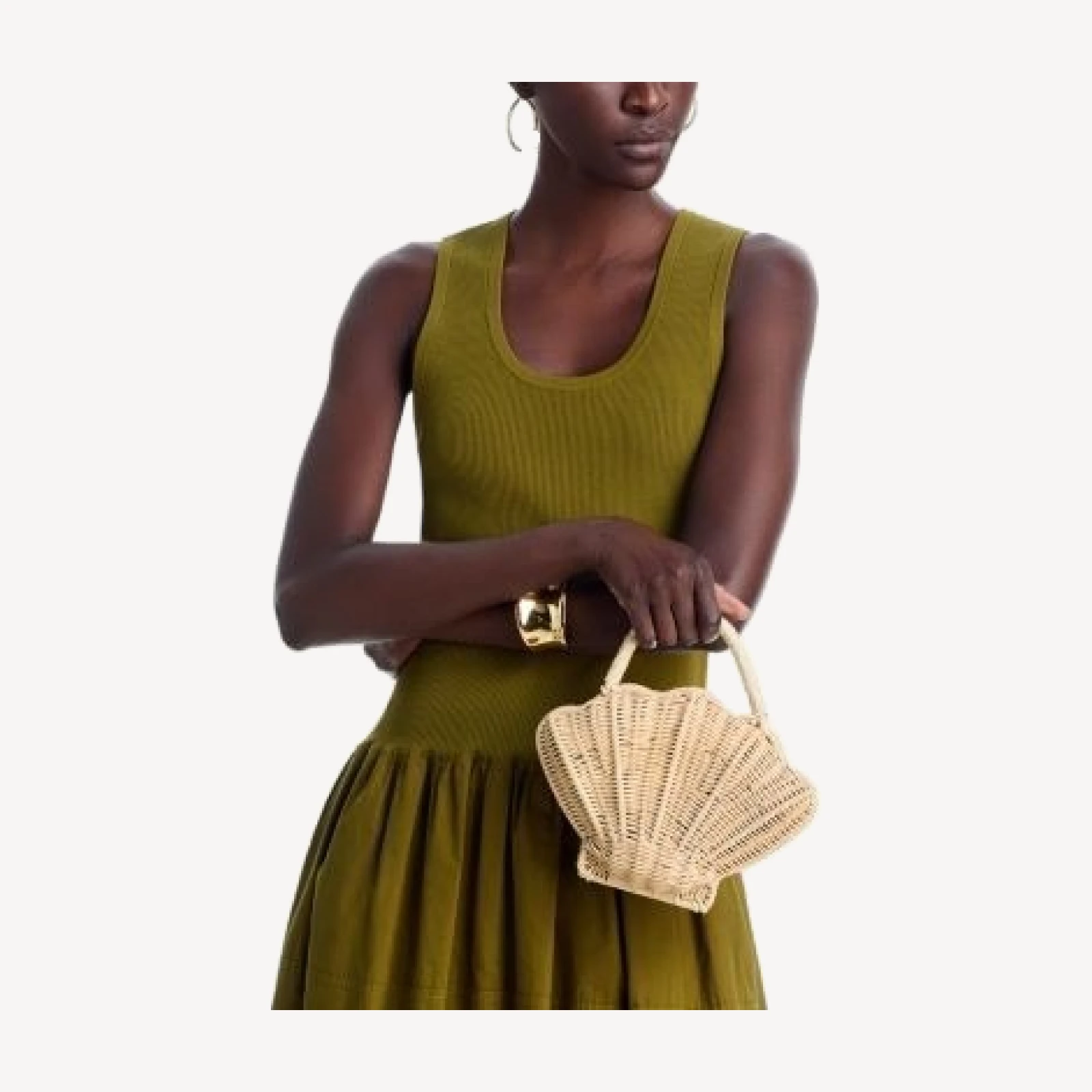 Aqua Small Shell Shaped Rattan Clutch - Exclusive