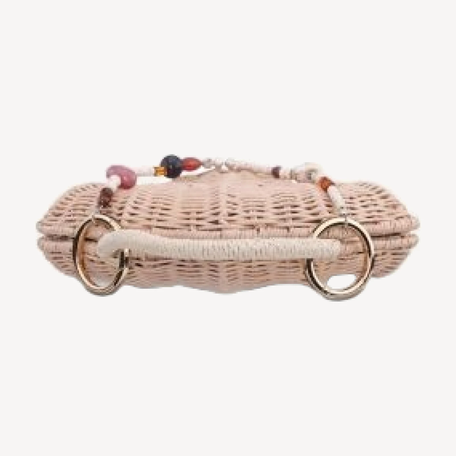 Aqua Small Shell Shaped Rattan Clutch - Exclusive