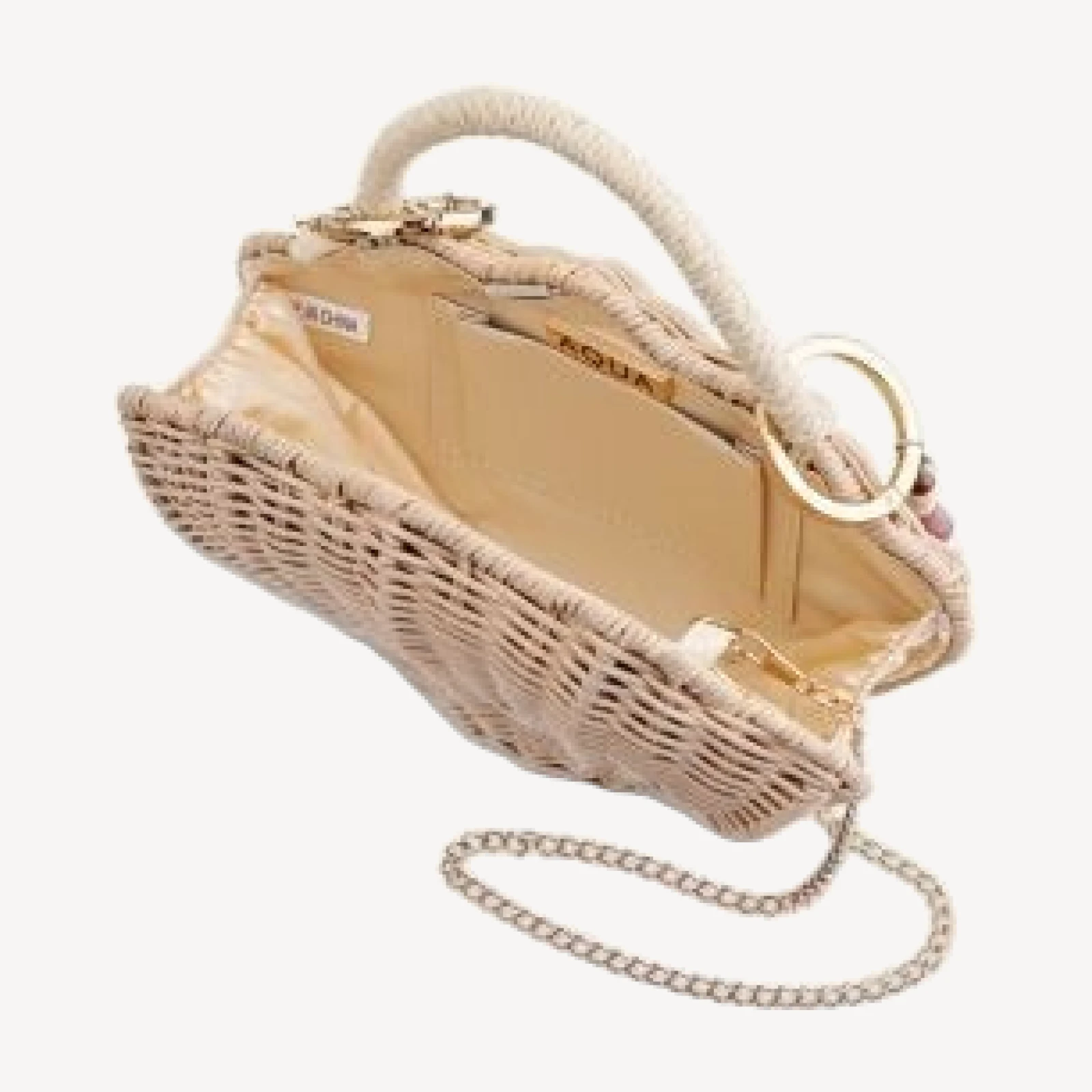 Aqua Small Shell Shaped Rattan Clutch - Exclusive