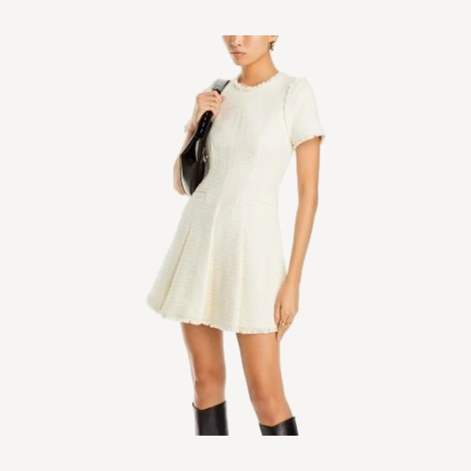Cinq a Sept Nova Fringe Trim Boucle Mini Dress
