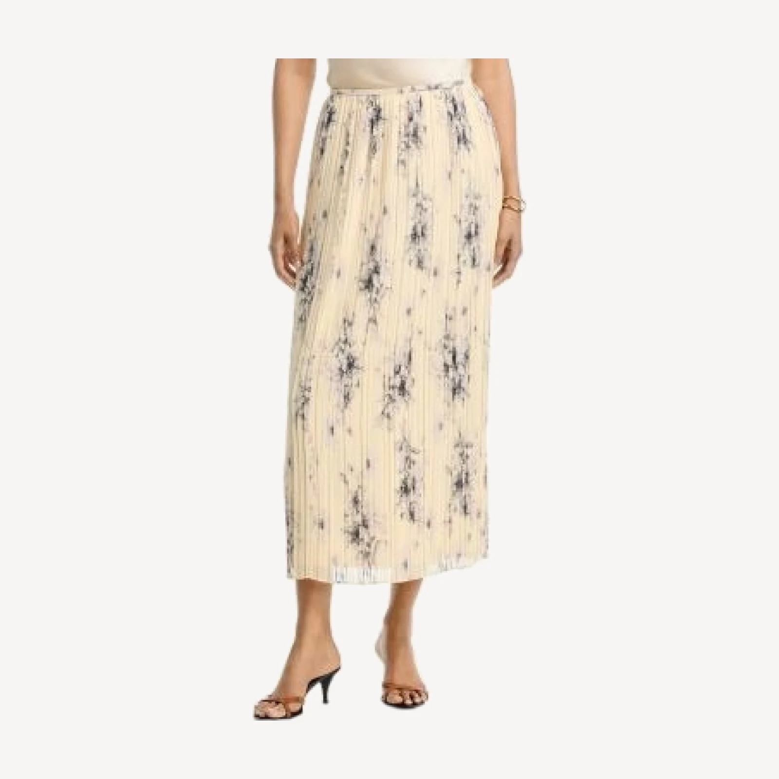 Cinq a Sept Hand Sketched Floral Delaine Skirt