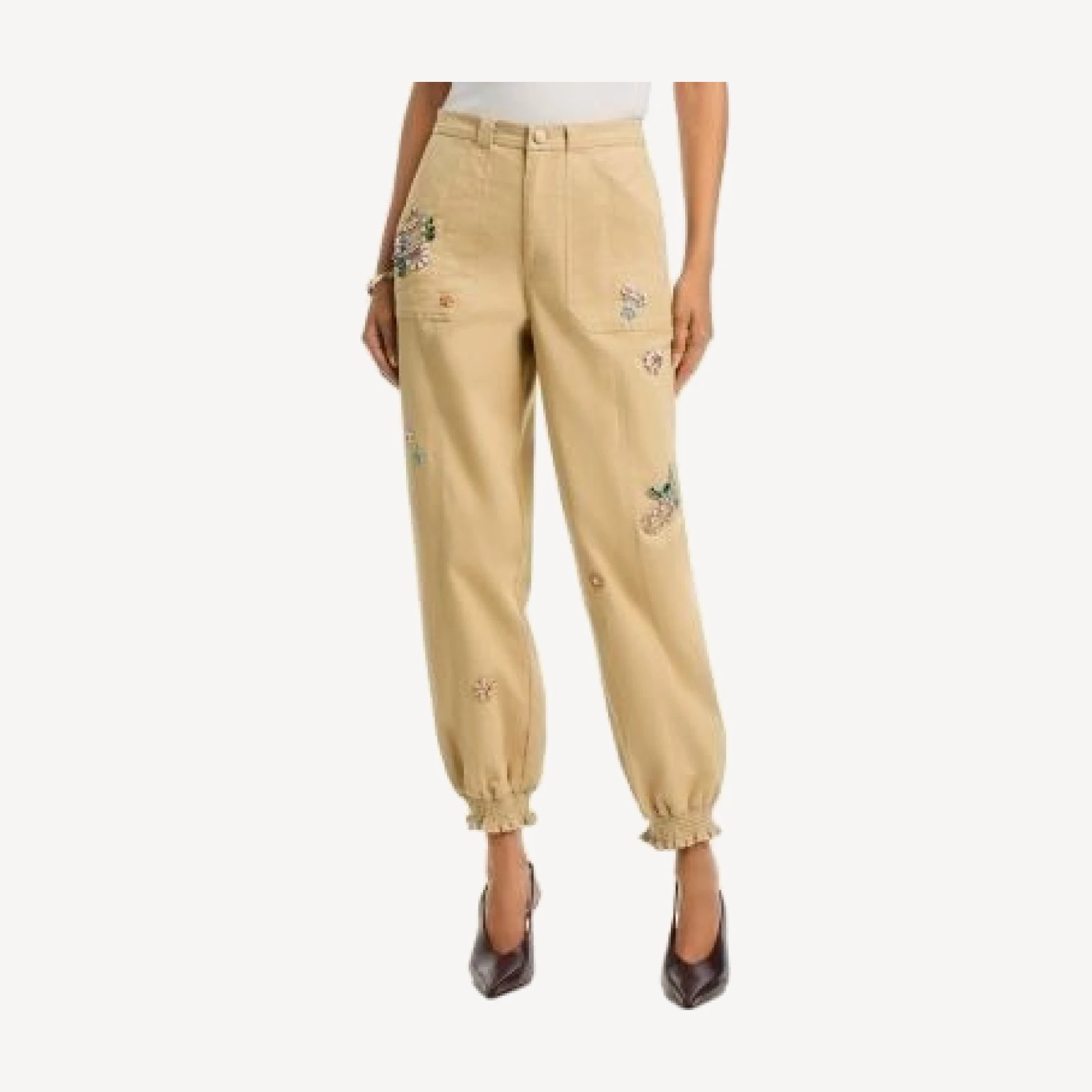 Cinq a Sept Rhinestone Paisley Embellished Fly Front Mavis Pants