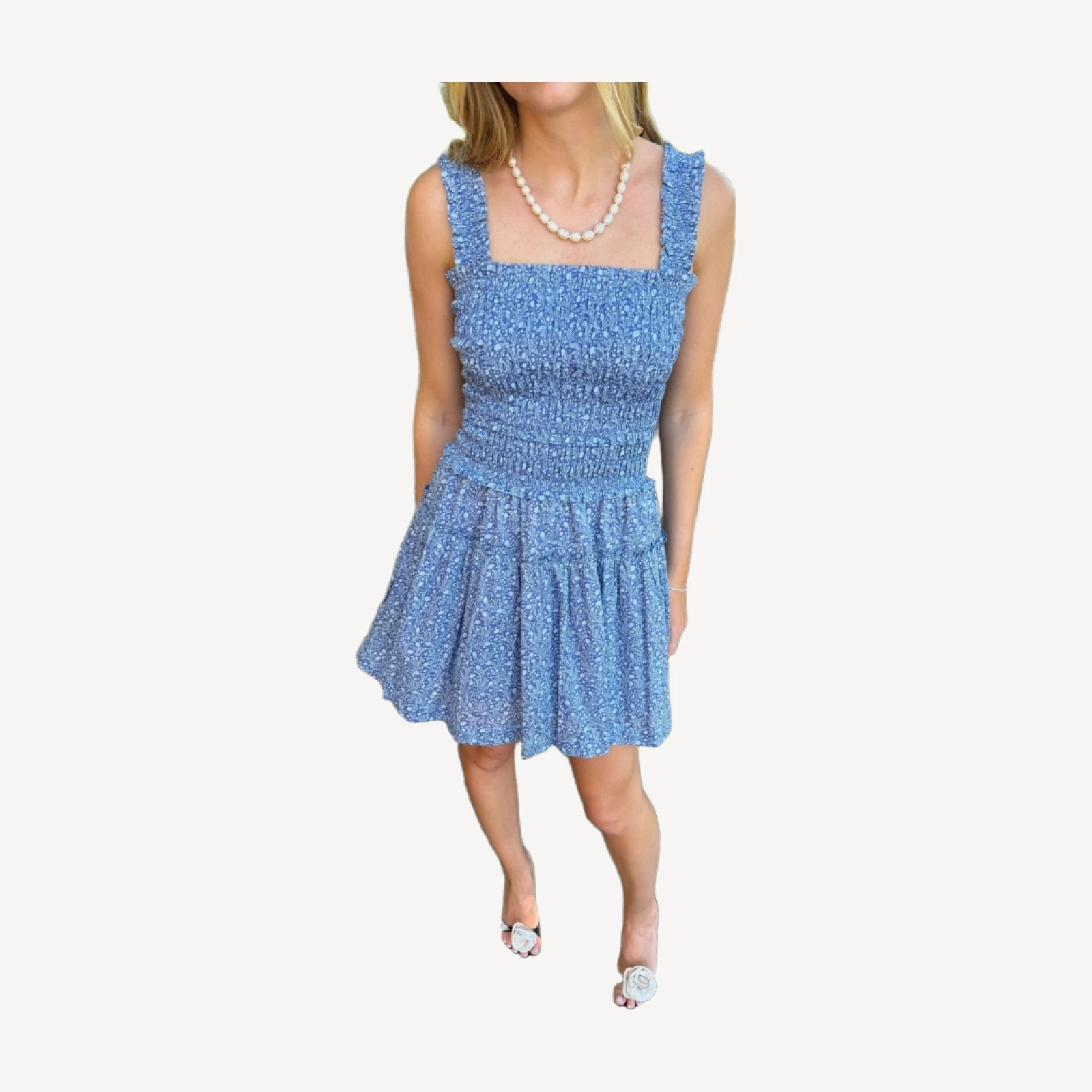 The Azalea Mini Nap Dress - Cornflower Ditsy Thistle