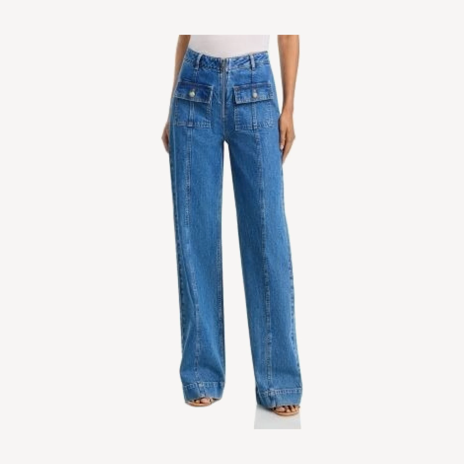 Cinq a Sept Coraline Mid Rise Wide-Leg Jeans in Salt Breeze