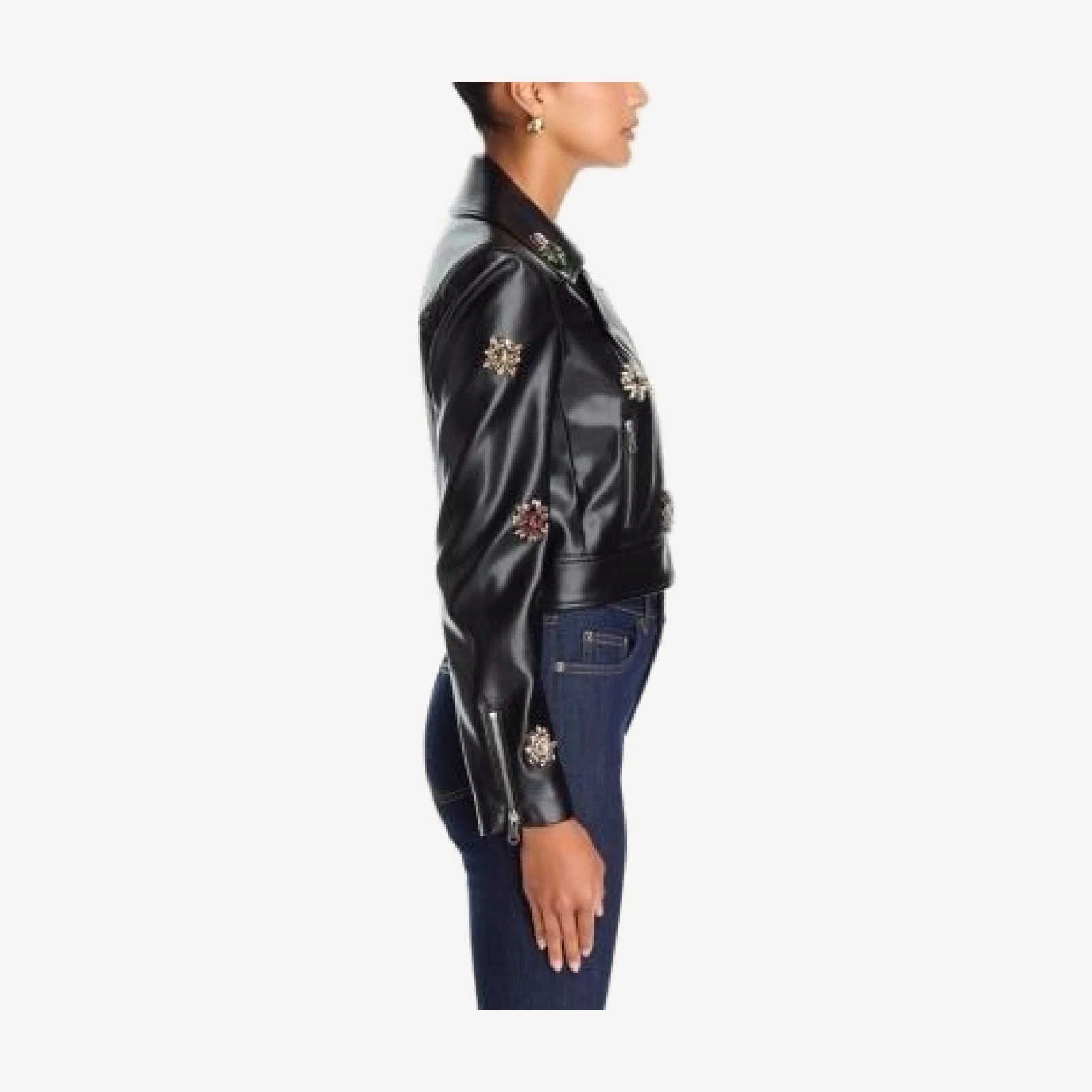 Cinq a Sept Genevieve Baroque Patches Faux Leather Jacket, photo 5