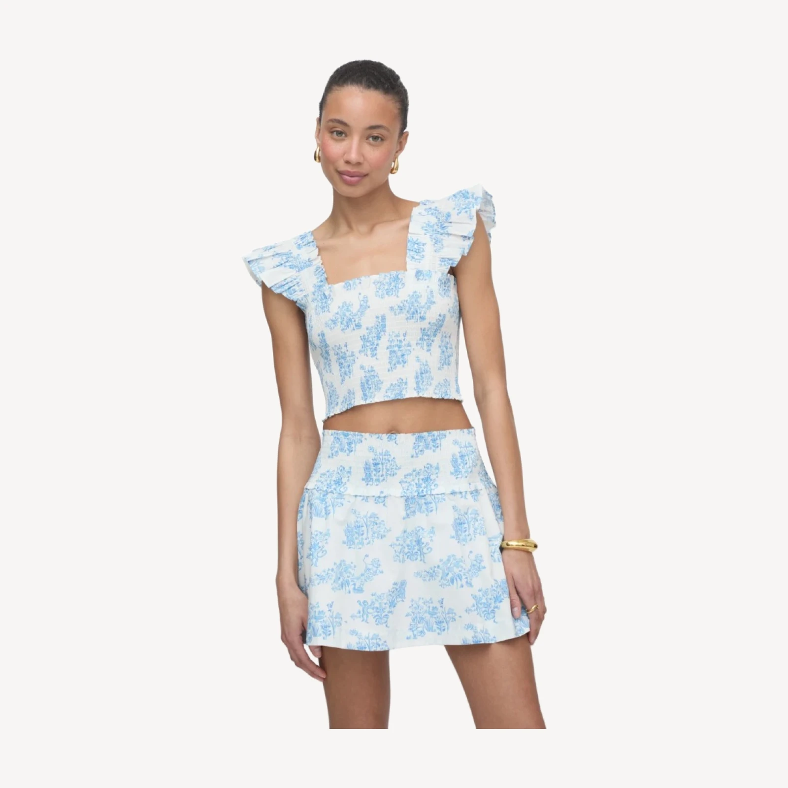 Roller Rabbit x Hill House The Delphine Mini Nap Skirt - Blue Sherwood Forest Monkey