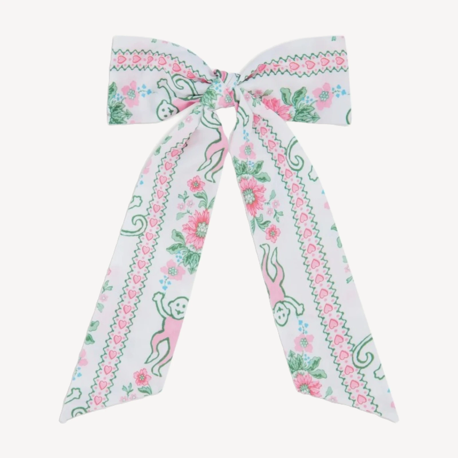 Roller Rabbit x Hill House The Belle Bow - Pink Monkey Block Stripe