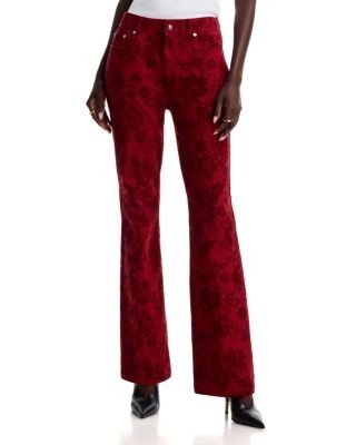 Cinq a Sept Paisley Flocked Stevie High Leg Jeans in Rougewood