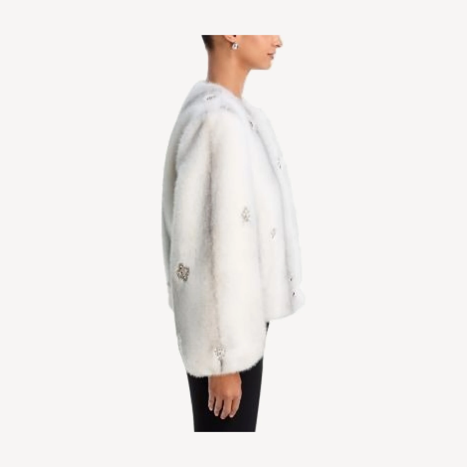 Cinq a Sept Benson Crystal Brooch Faux Fur Coat - Exclusive