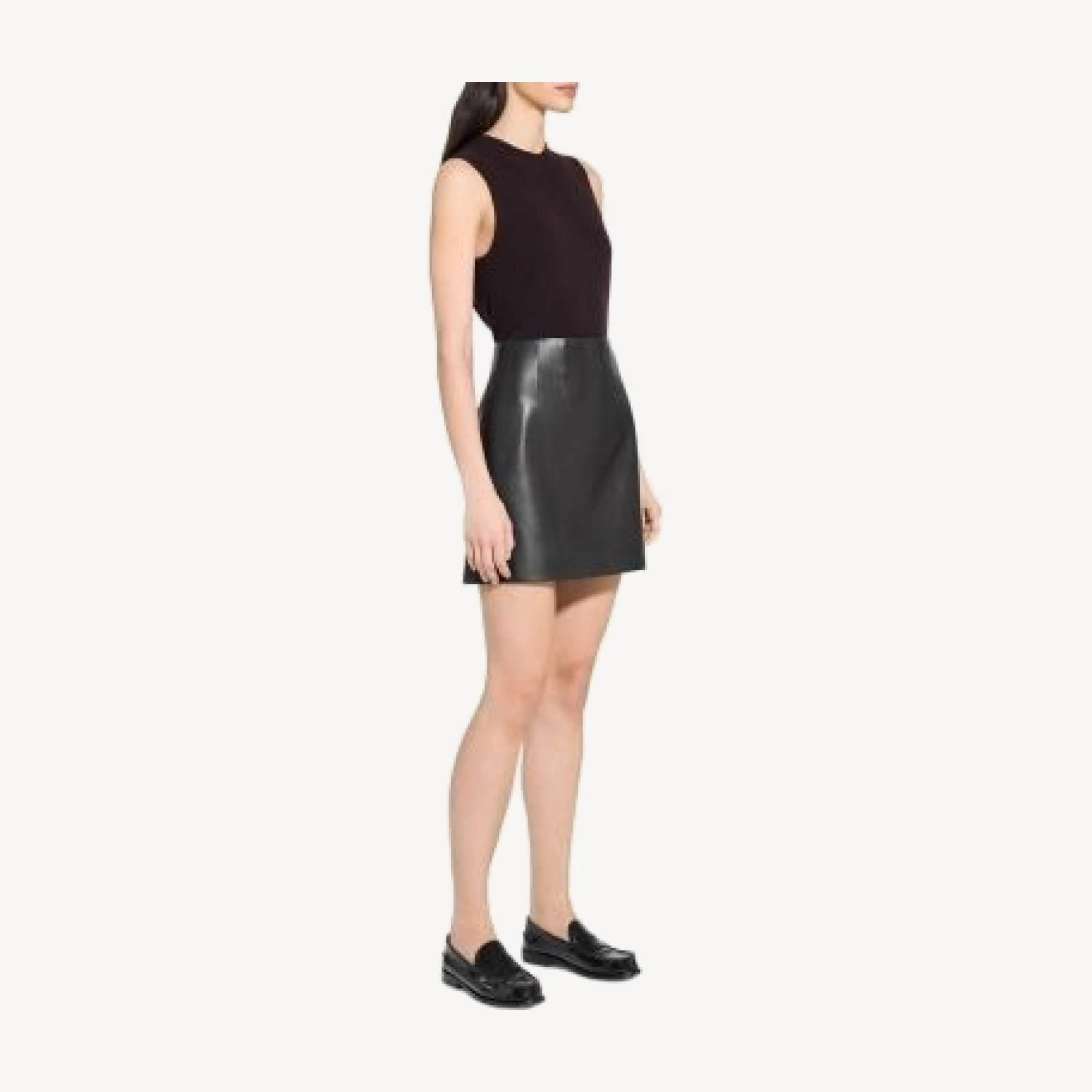 Theory High Waist Leather Mini Skirt