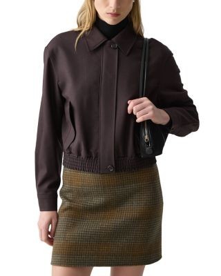 Theory Cropped Track Jacket in Wool-Blend