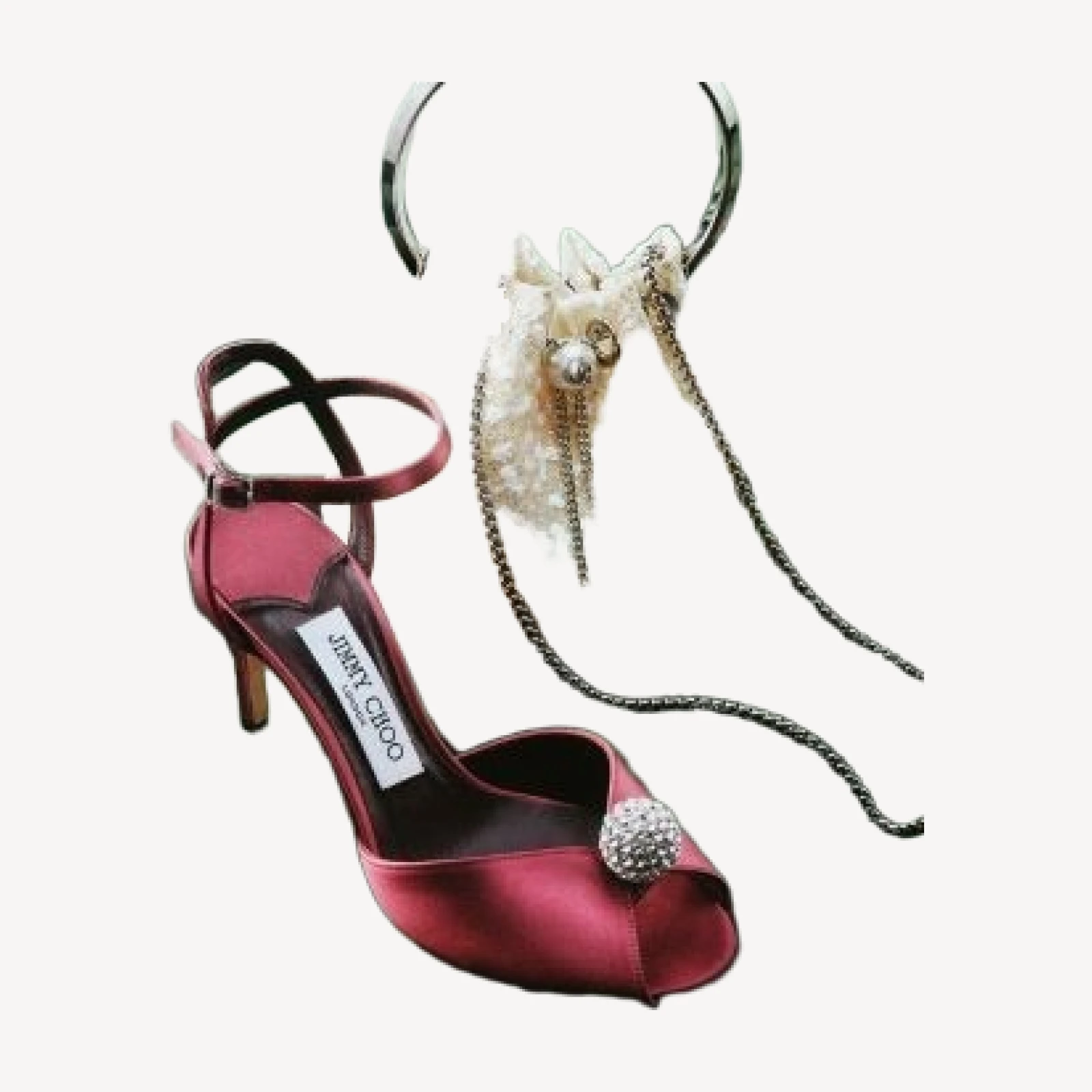 Jimmy Choo Women's Sacora 85 Satin with Crystal Embellished Sphere Sandals