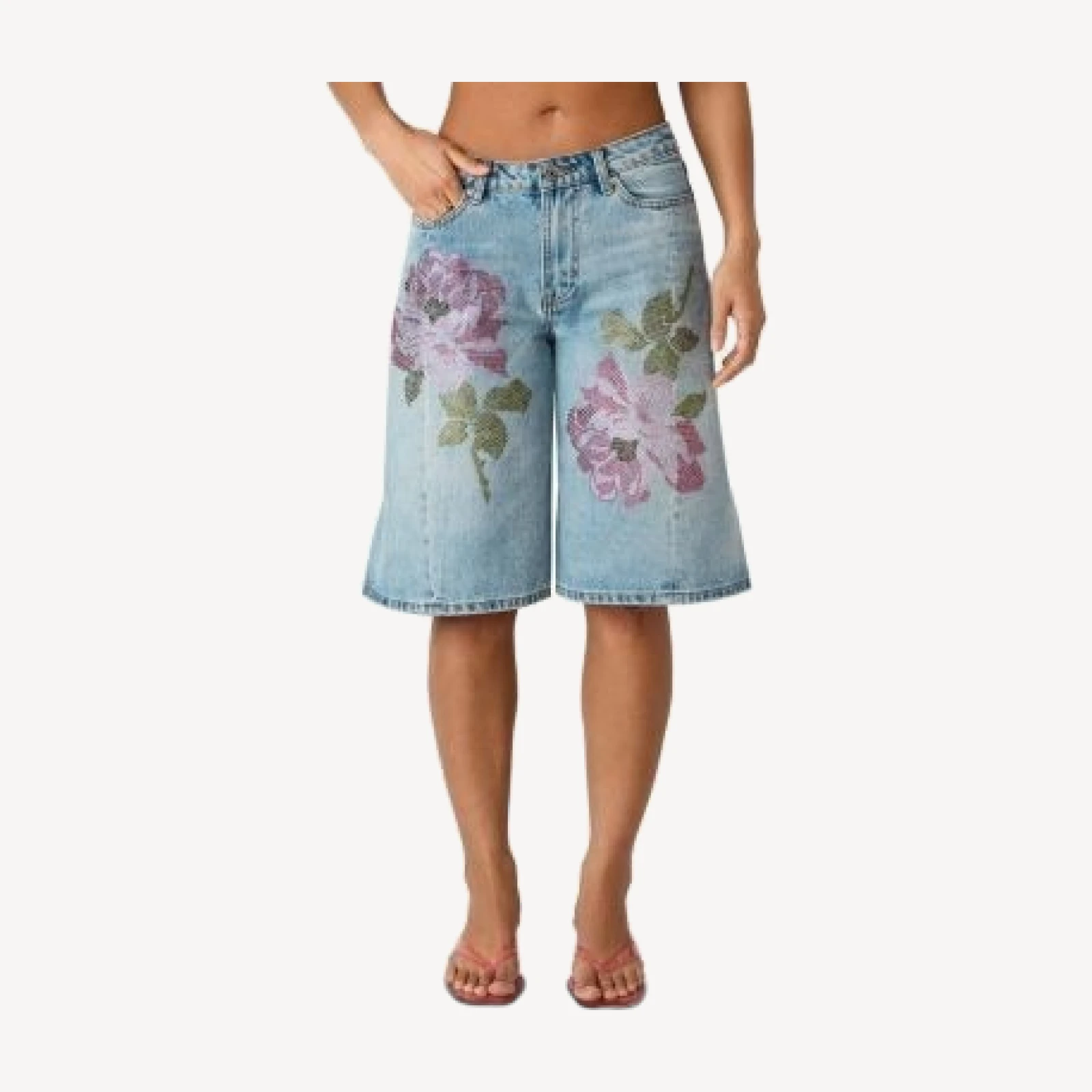 Steve Madden Kesha High Rise Bermuda Jean Shorts in Seabreeze