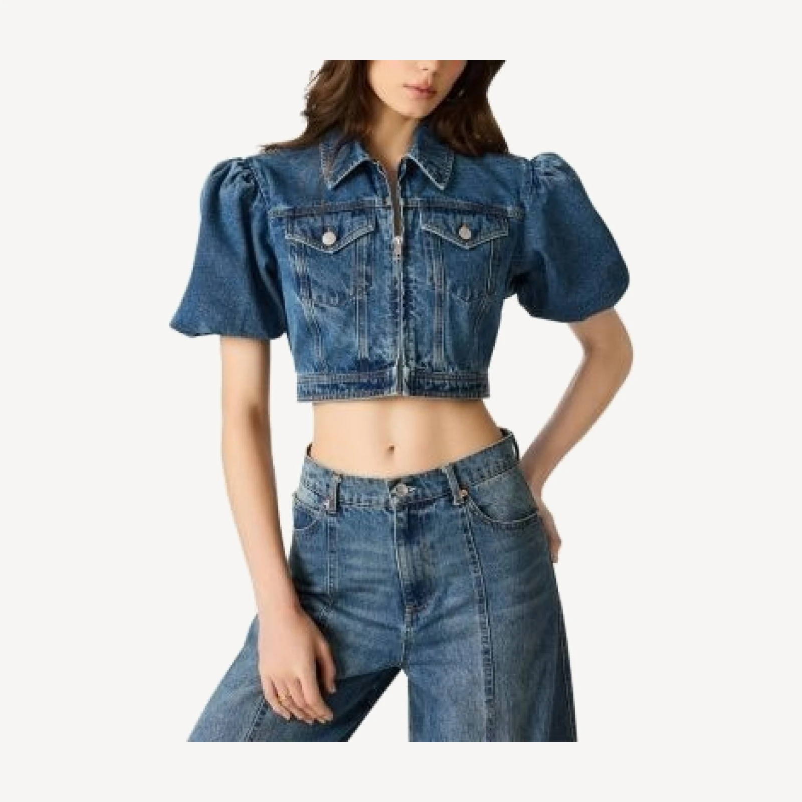 Steve Madden Marcy Puff Sleeve Denim Jacket