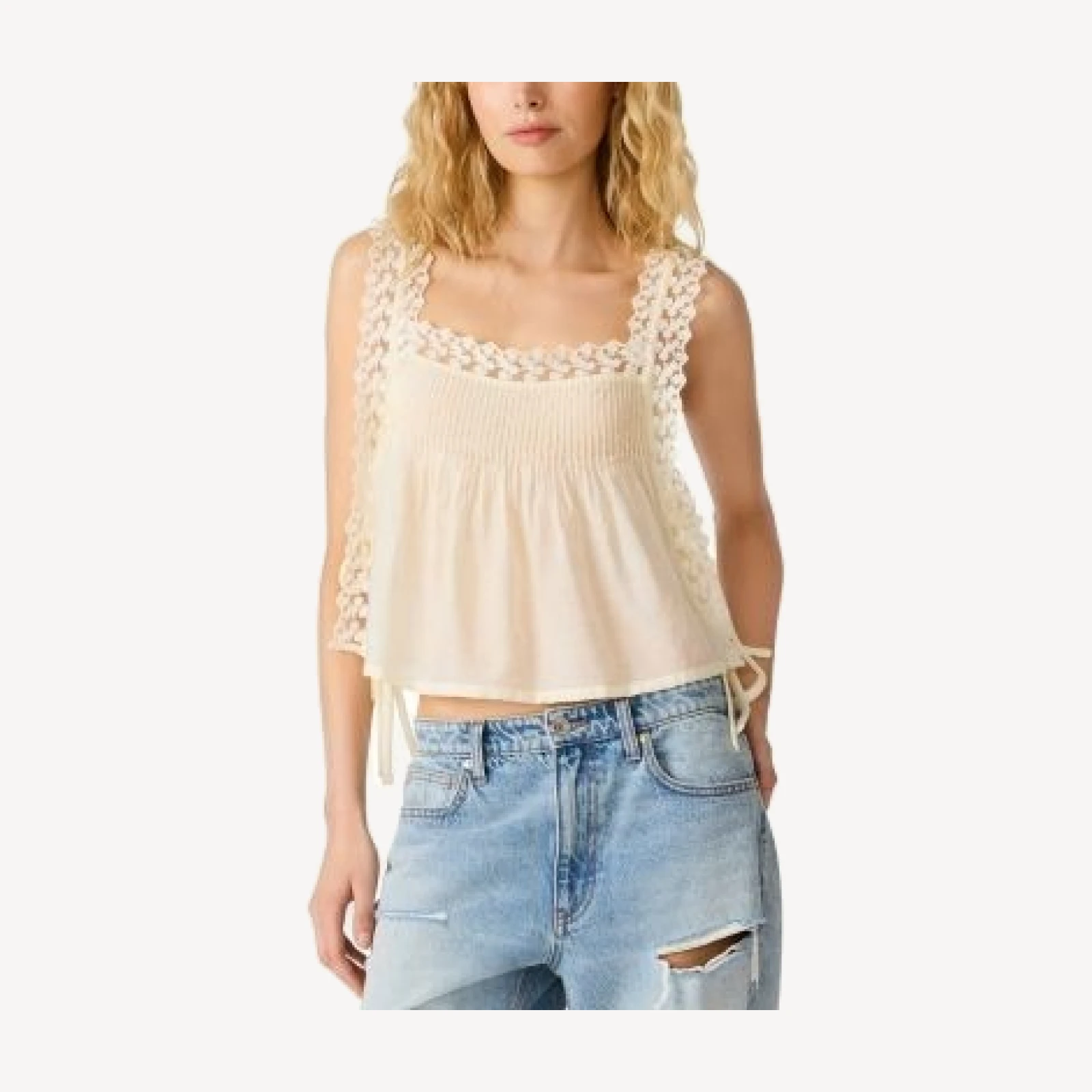 Steve Madden Easten Lace Trim Top