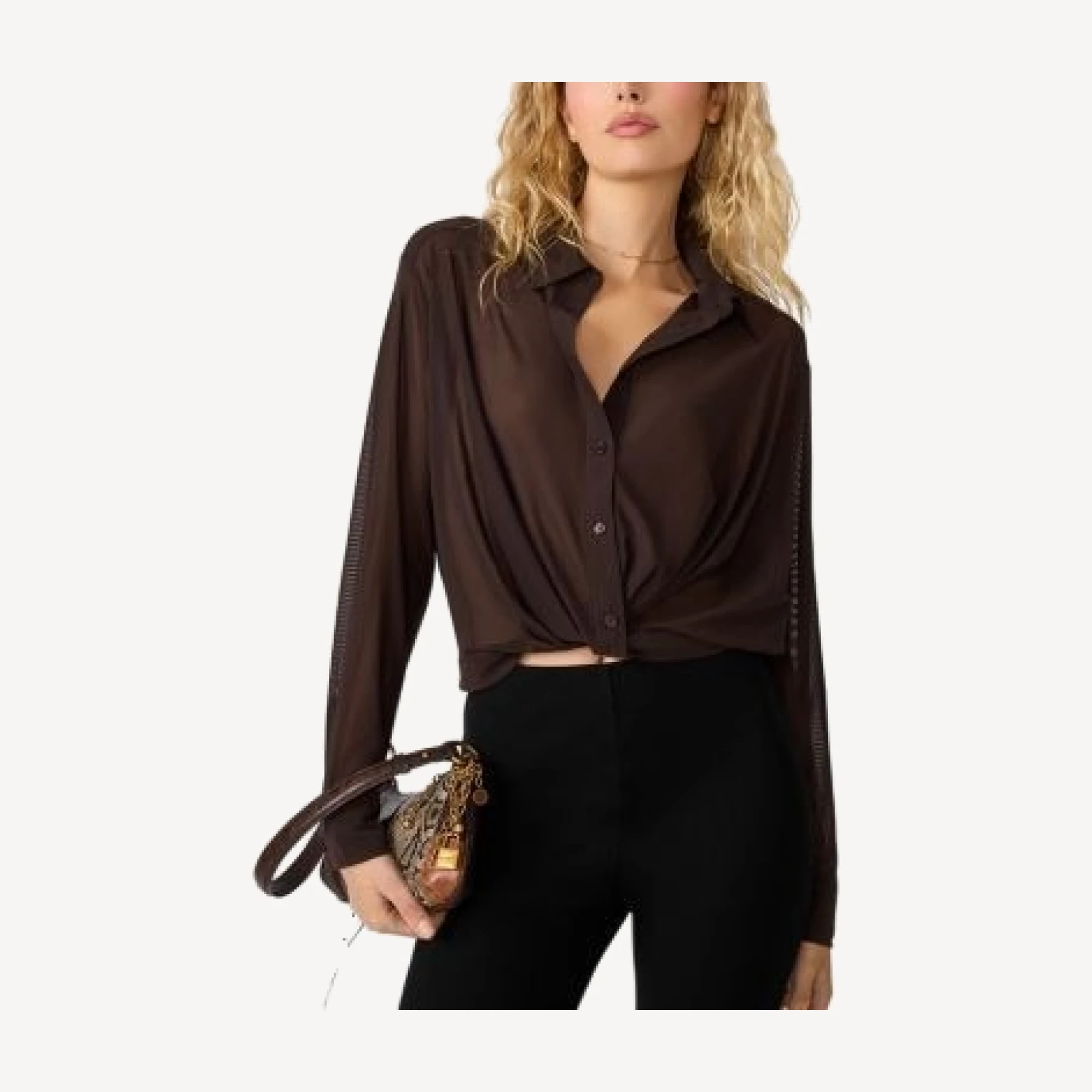 Steve Madden Sage Twisted Hem Button Front Top