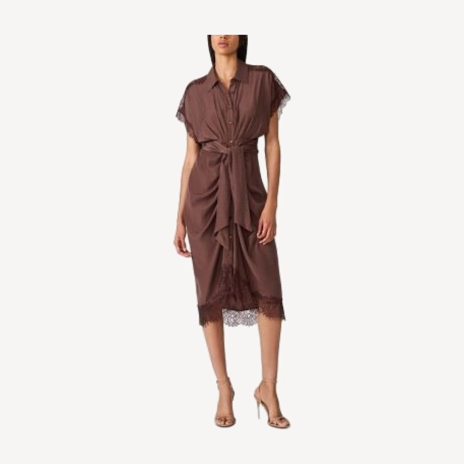 Steve Madden Tori Belted Lace Trim Dress