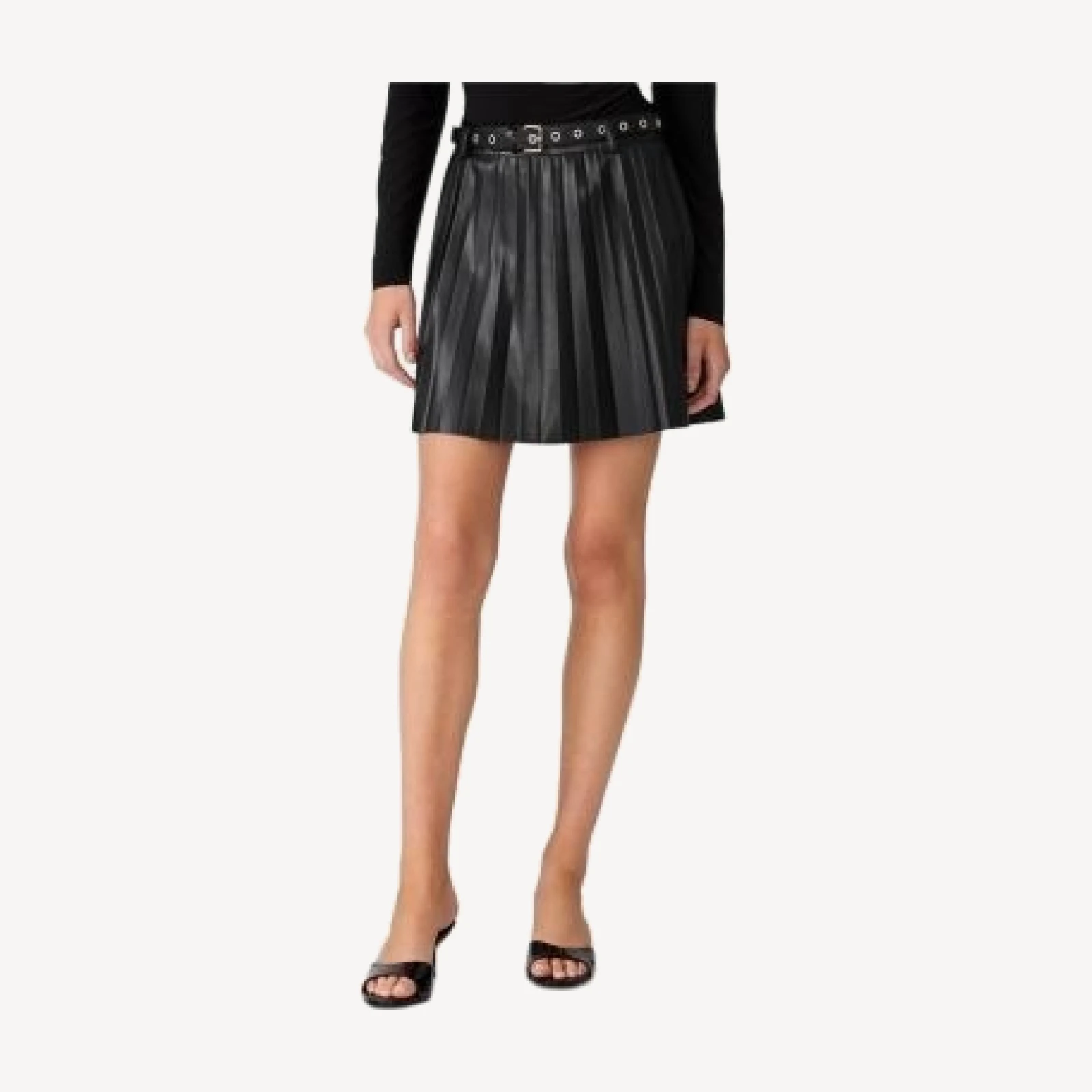 Steve Madden Isha Faux Leather Belted Skirt