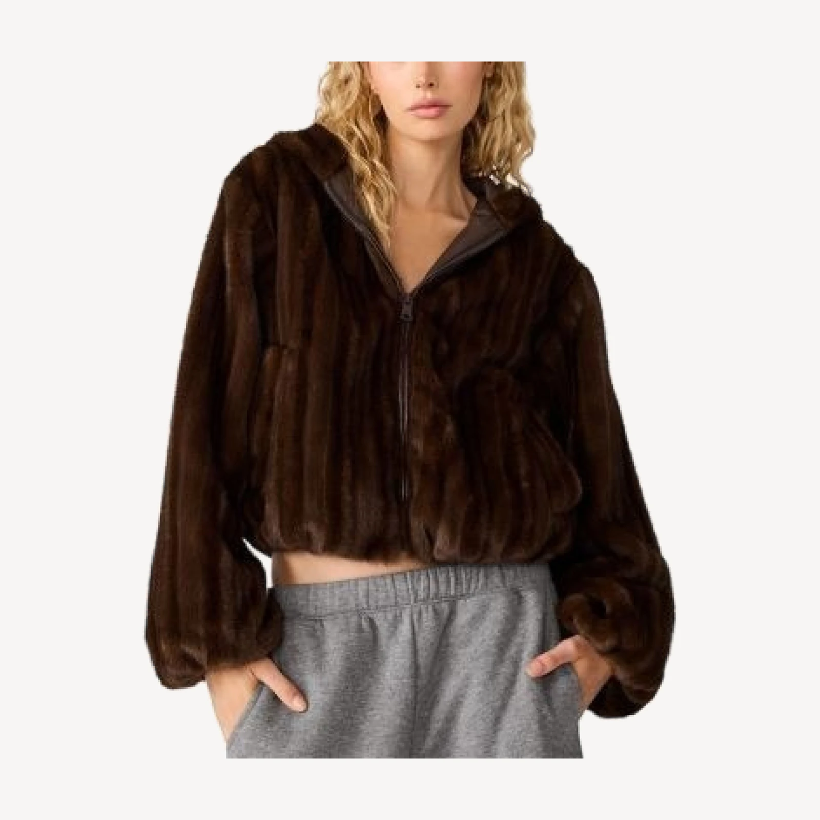 Steve Madden Mavis Zip Front Hooded Jacket