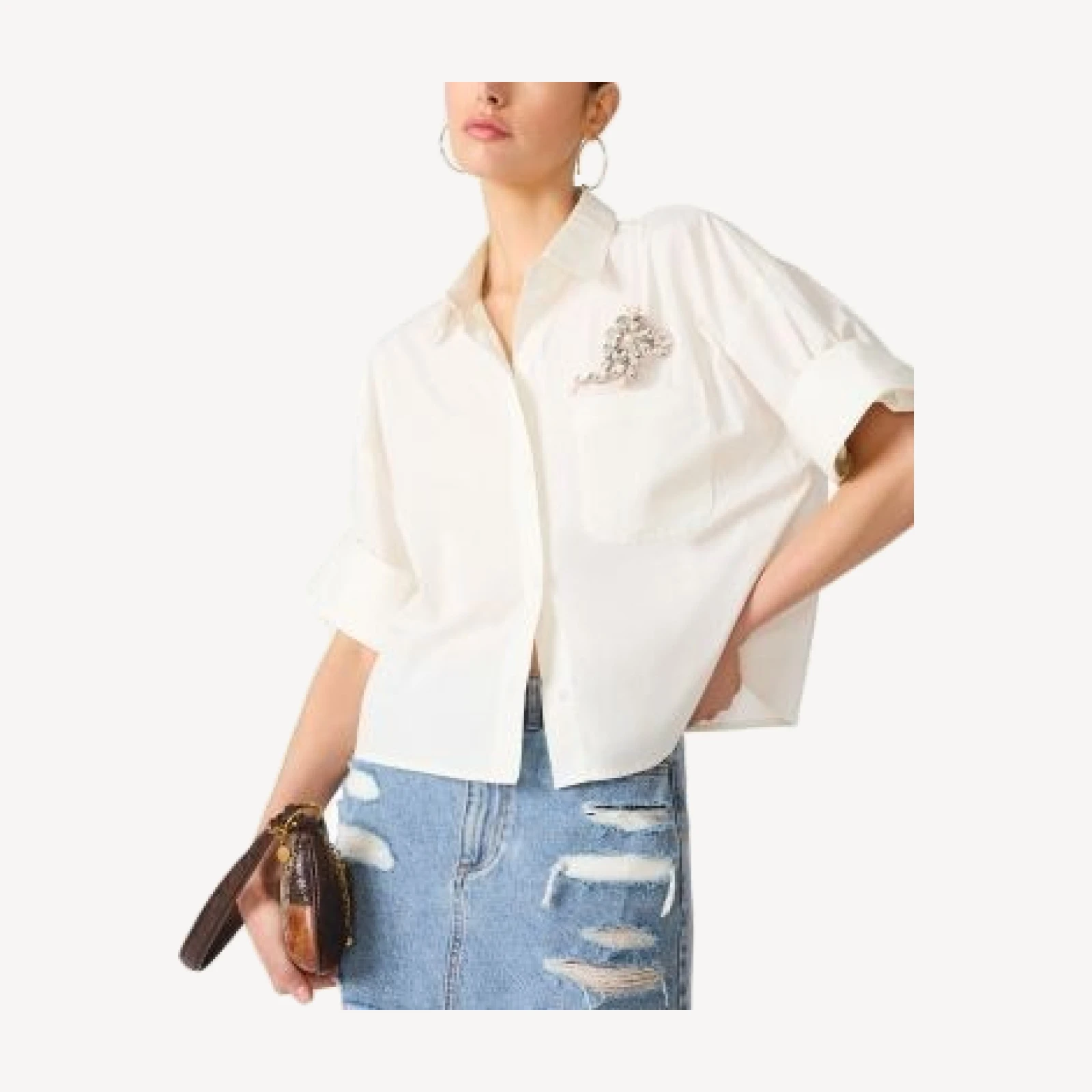 Steve Madden Callahan Brooch Embellished Blouse