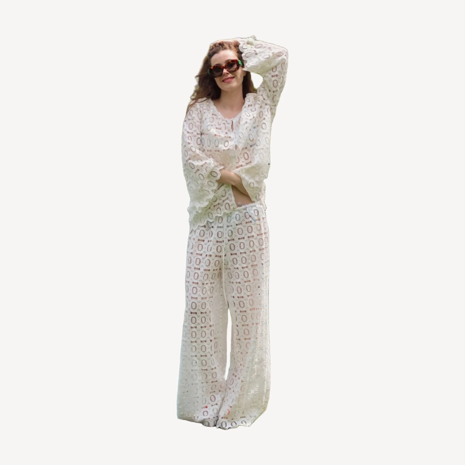 The Kaya Pool Pant - White Broderie