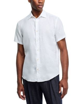 The Men's Store at Bloomingdale's Short Sleeve Linen Shirt in White - Exclusive