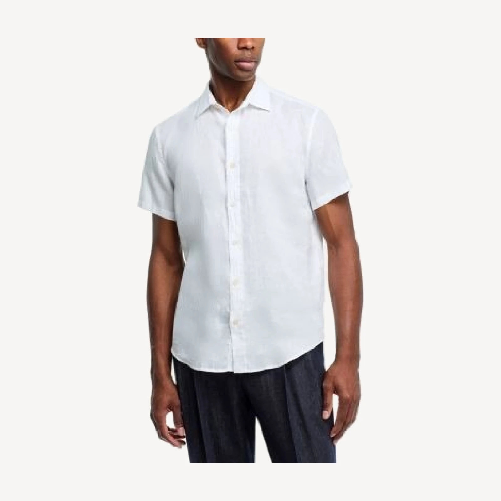 The Men's Store at Bloomingdale's Short Sleeve Linen Shirt in White - Exclusive