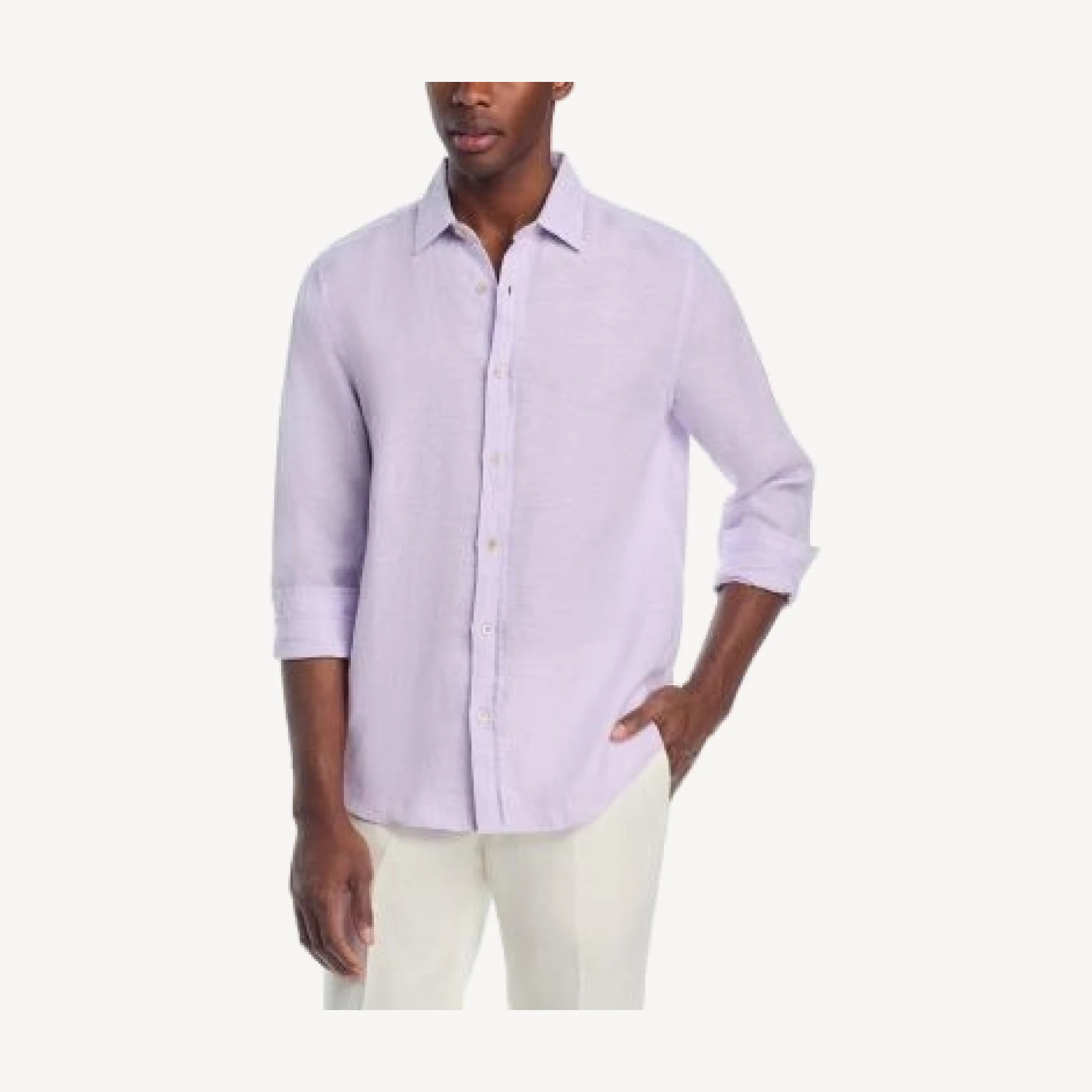 The Men's Store at Bloomingdale's Yarn-Dyed Standard Fit Linen Shirt in Cobblestone - Exclusive