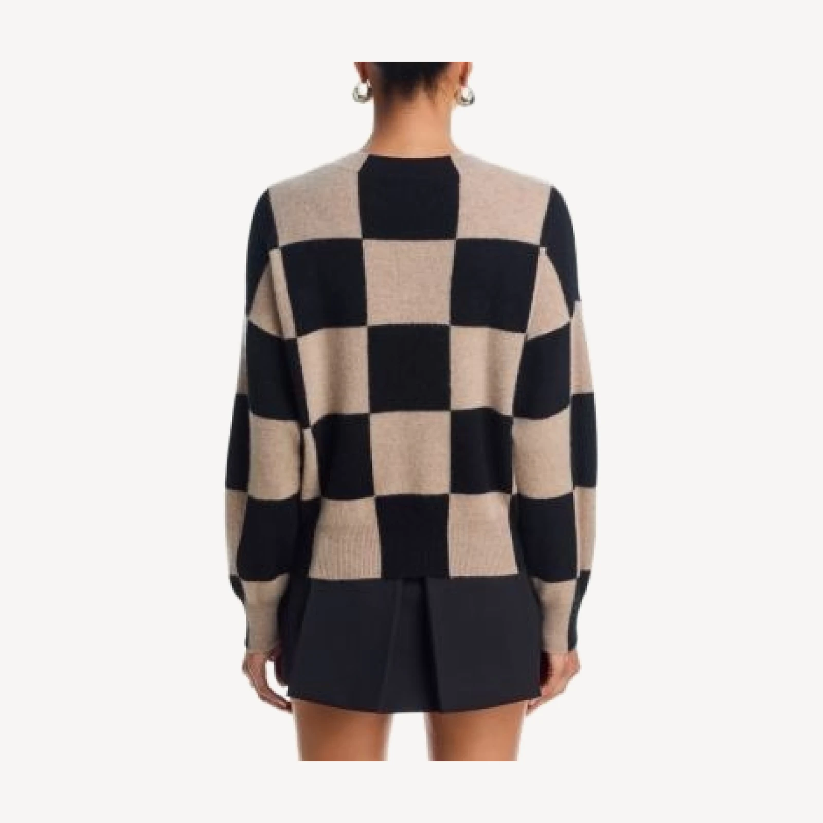 Aqua 100% Cashmere Brushed Cashmere Cropped Check Sweater - Exclusive