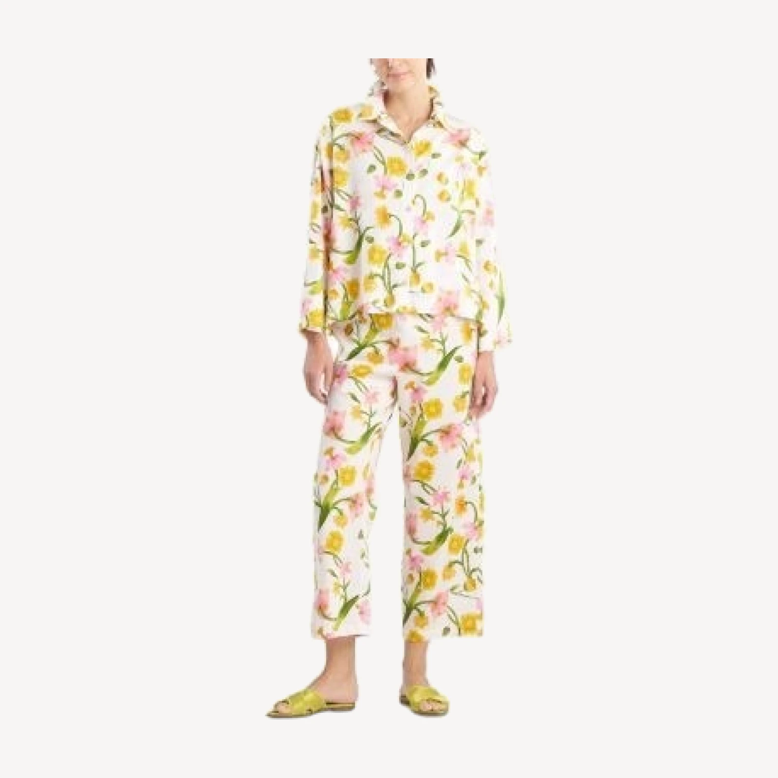 Natori Solene Cotton Sateen Notch Pajama Set
