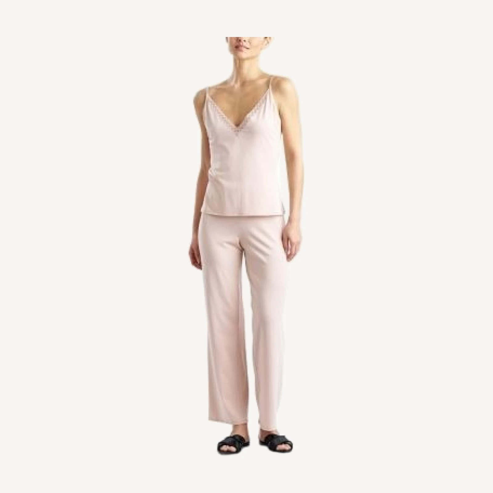 Natori Lace Trim Jersey Pajama Set