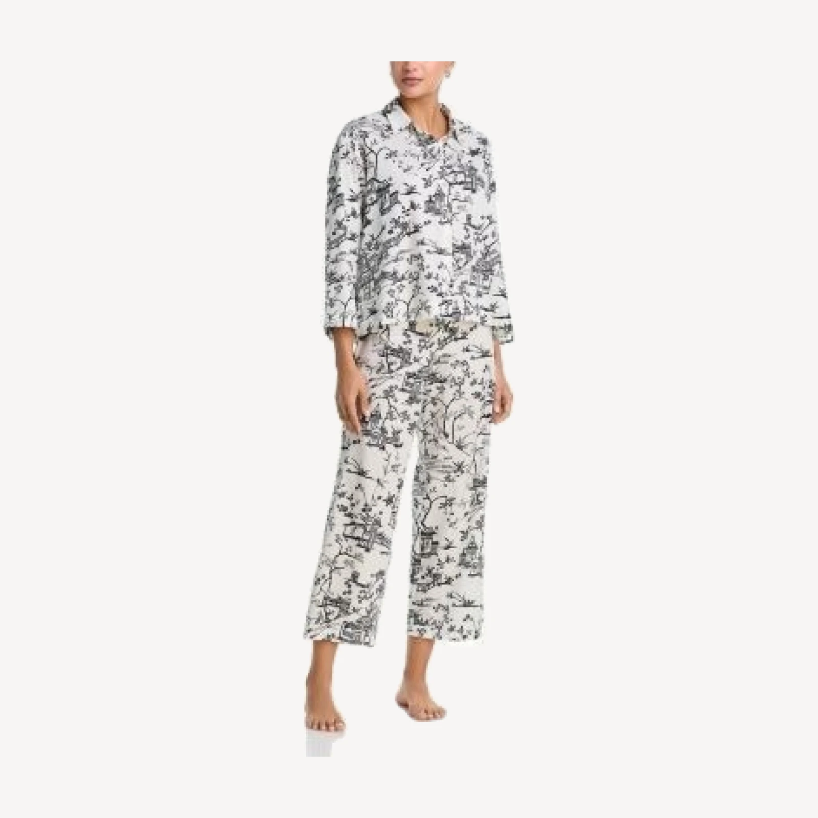 Natori Toile Satin Notch Pajama Set