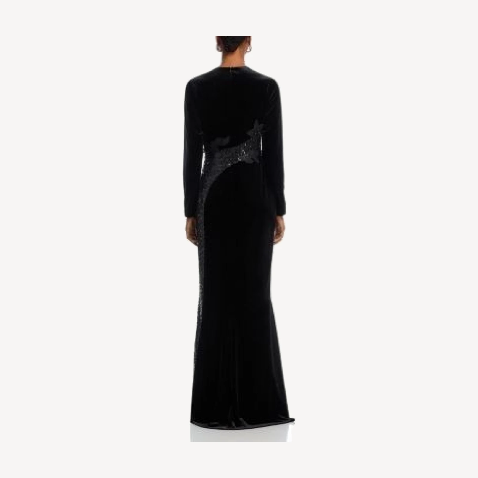 Teri Jon by Rickie Freeman Sequined Inset Velvet Gown