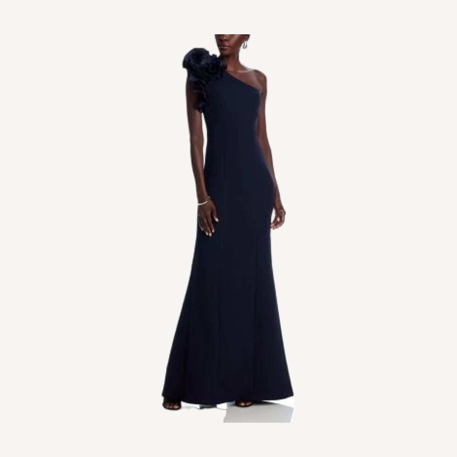 Teri Jon by Rickie Freeman Pleated Ruffle Evening Gown