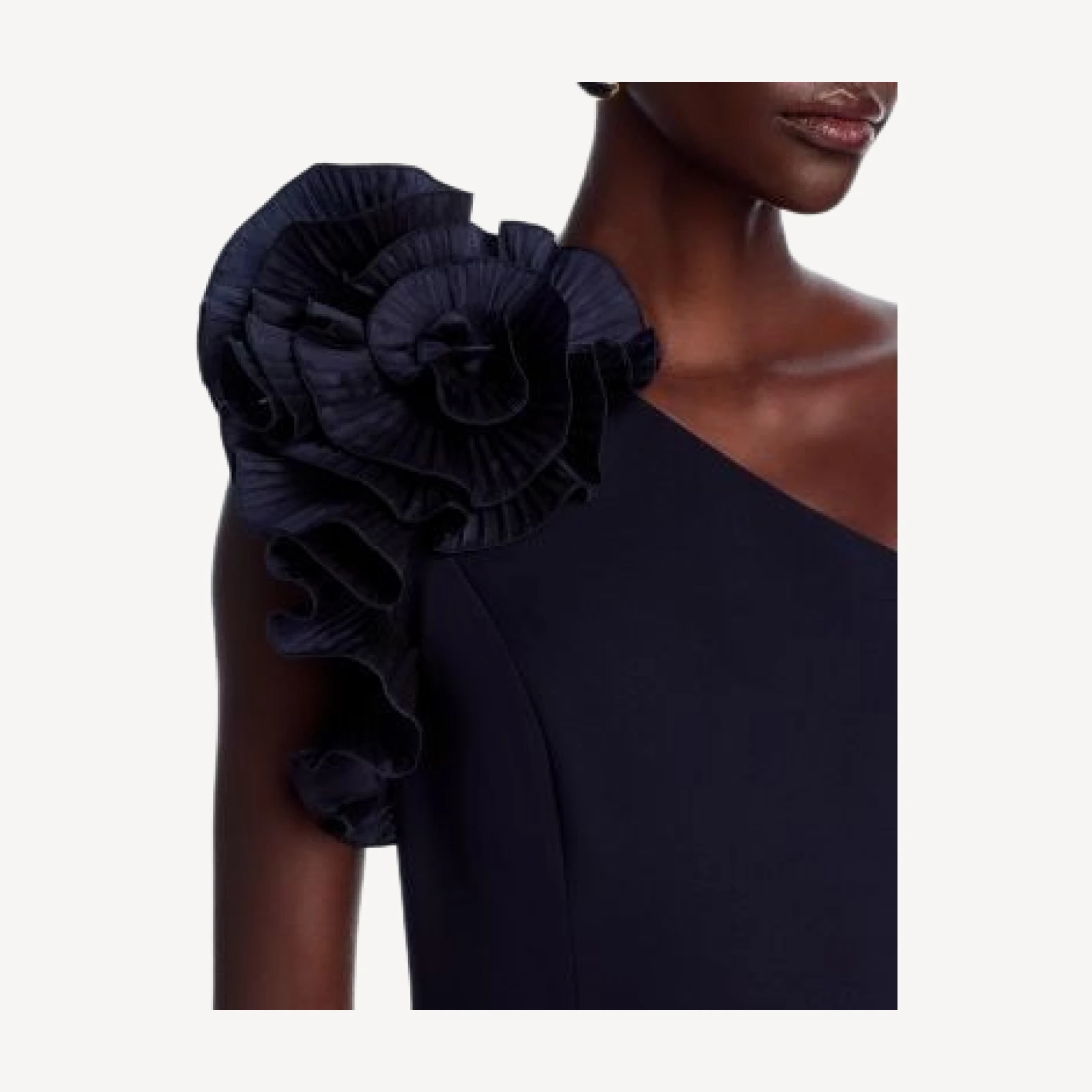 Teri Jon by Rickie Freeman Pleated Ruffle Evening Gown