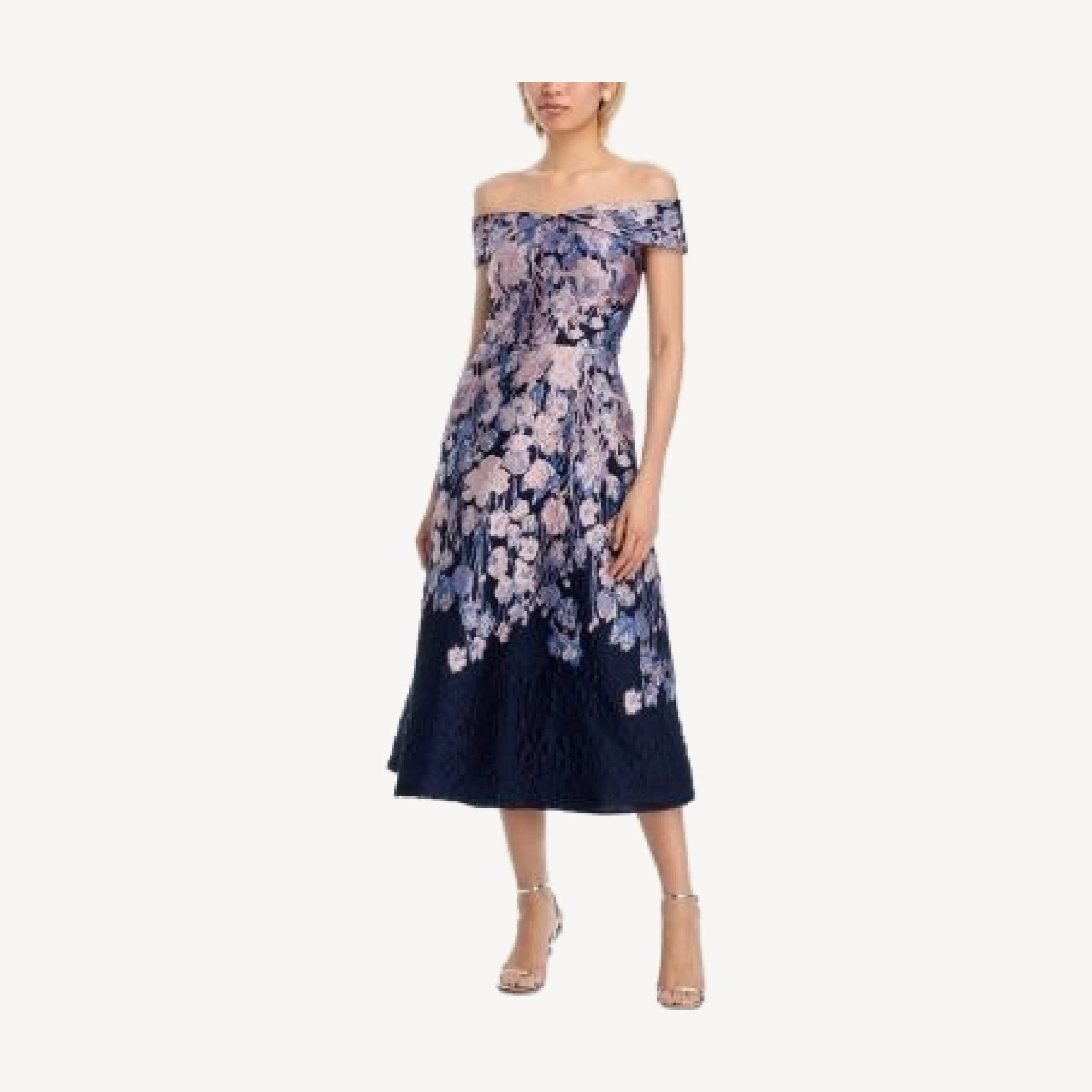 Teri Jon by Rickie Freeman Floral Metallic Fit & Flare Dress