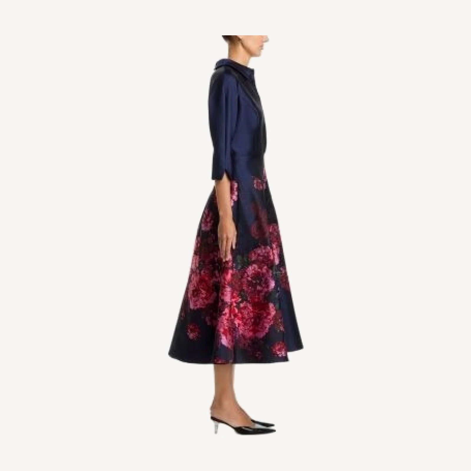 Teri Jon by Rickie Freeman Jacquard Floral Shirt Waist Dress