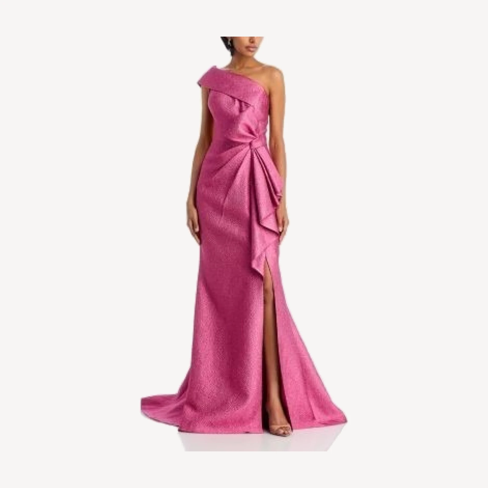 Teri Jon by Rickie Freeman One Shoulder Textured Gown