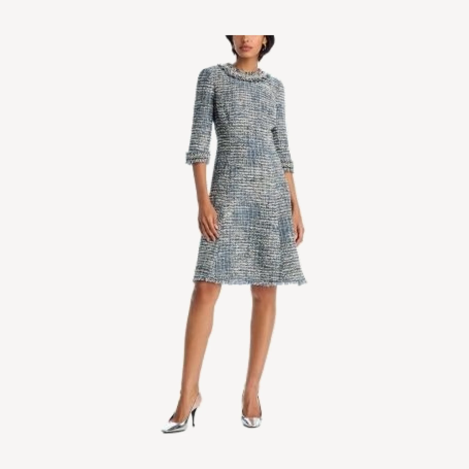 Teri Jon by Rickie Freeman Embellished Tweed Dress