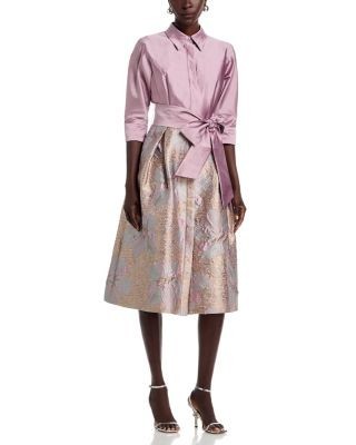Teri Jon by Rickie Freeman Taffeta Jacquard Shirtdress