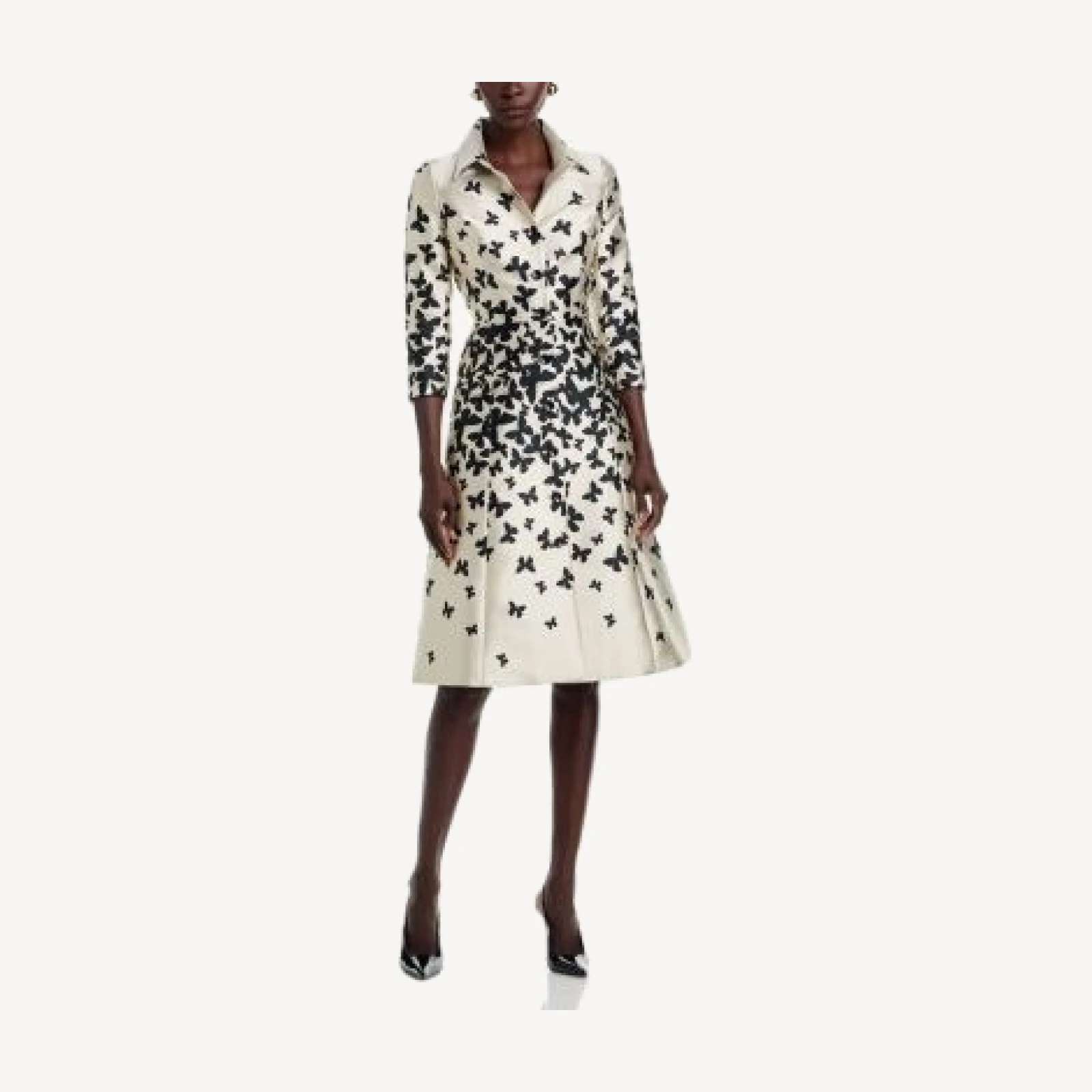 Teri Jon by Rickie Freeman Butterfly Button Front Dress
